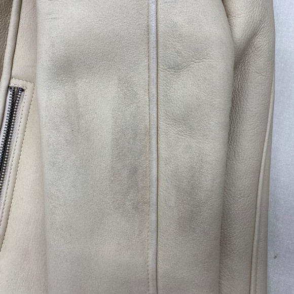 Real Curly Shearling Moto Jacket (beige) - Picture 6 of 9